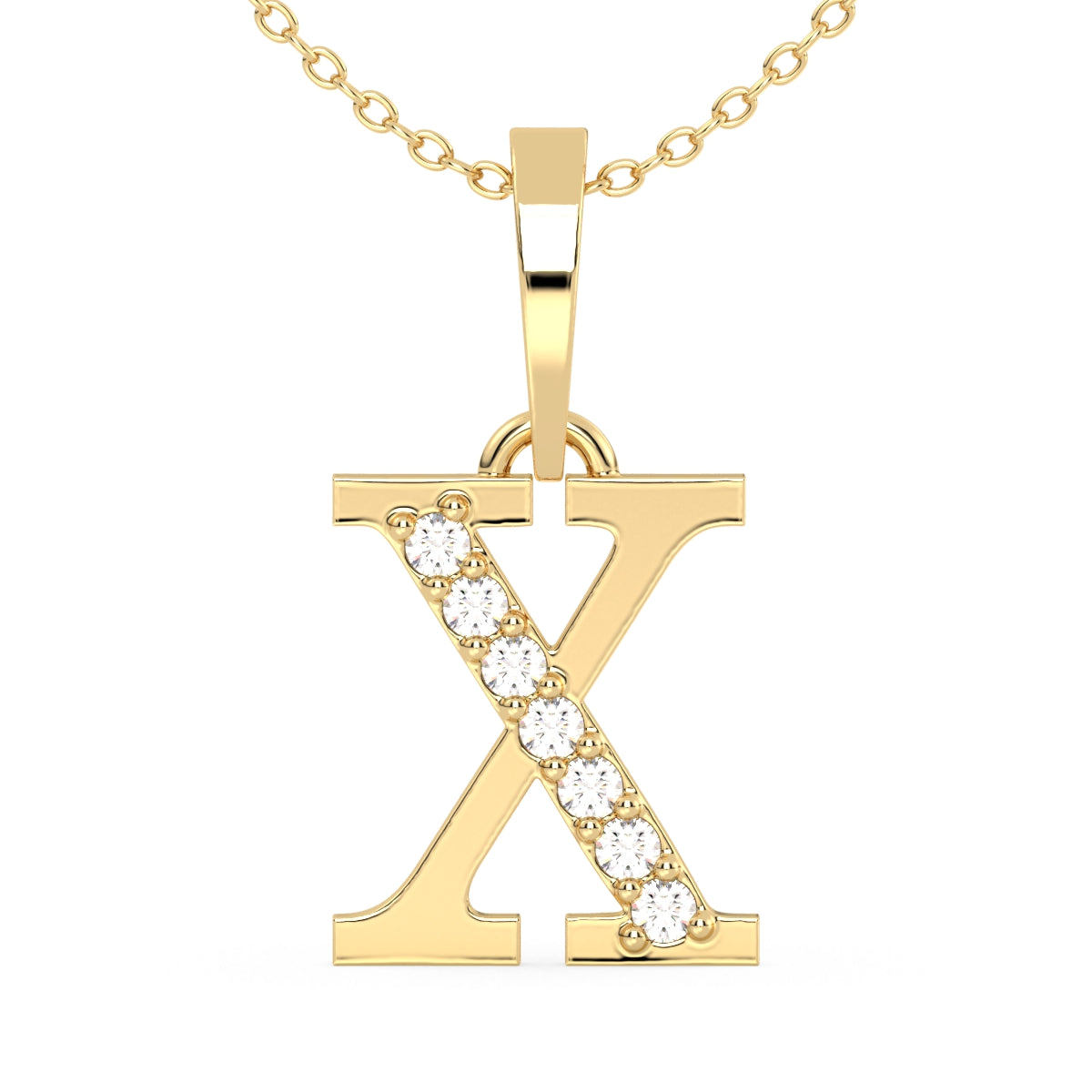 THEA LETTER 'X' LAB GROWN DIAMOND ALPHABET PENDANT, GOLD