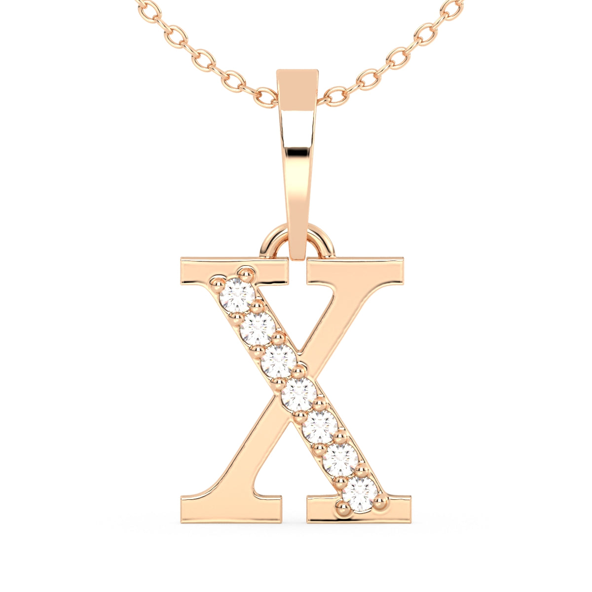 THEA LETTER 'X' LAB GROWN DIAMOND ALPHABET PENDANT, GOLD