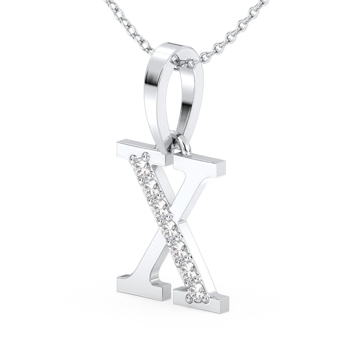 THEA LETTER 'X' LAB GROWN DIAMOND ALPHABET PENDANT, GOLD