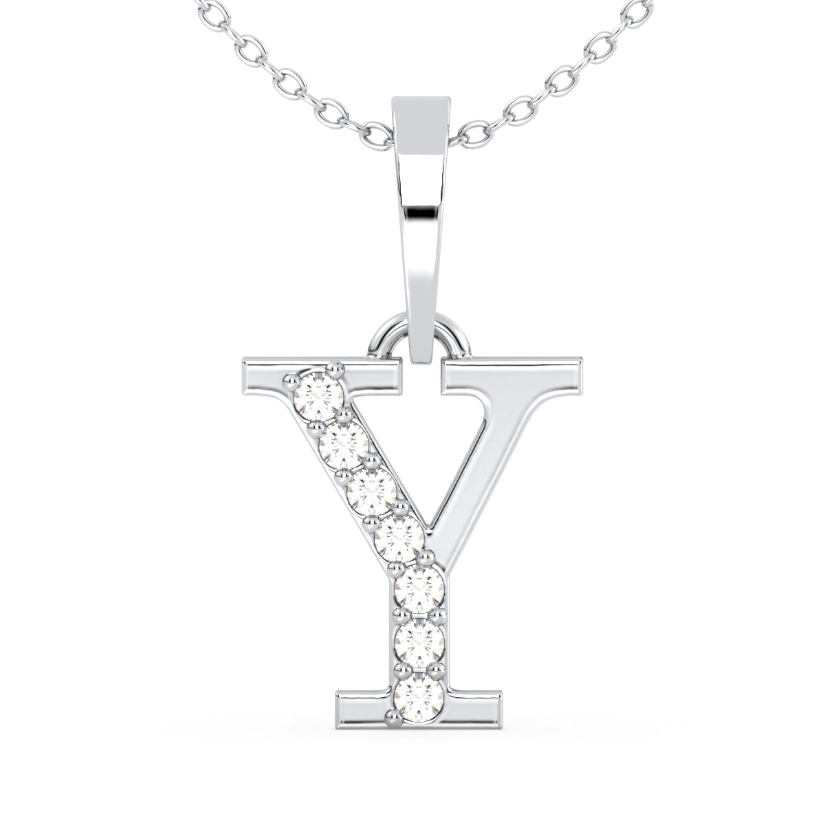 THEA LETTER 'Y' LAB GROWN DIAMOND ALPHABET PENDANT, GOLD