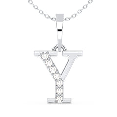 THEA LETTER 'Y' LAB GROWN DIAMOND ALPHABET PENDANT, GOLD