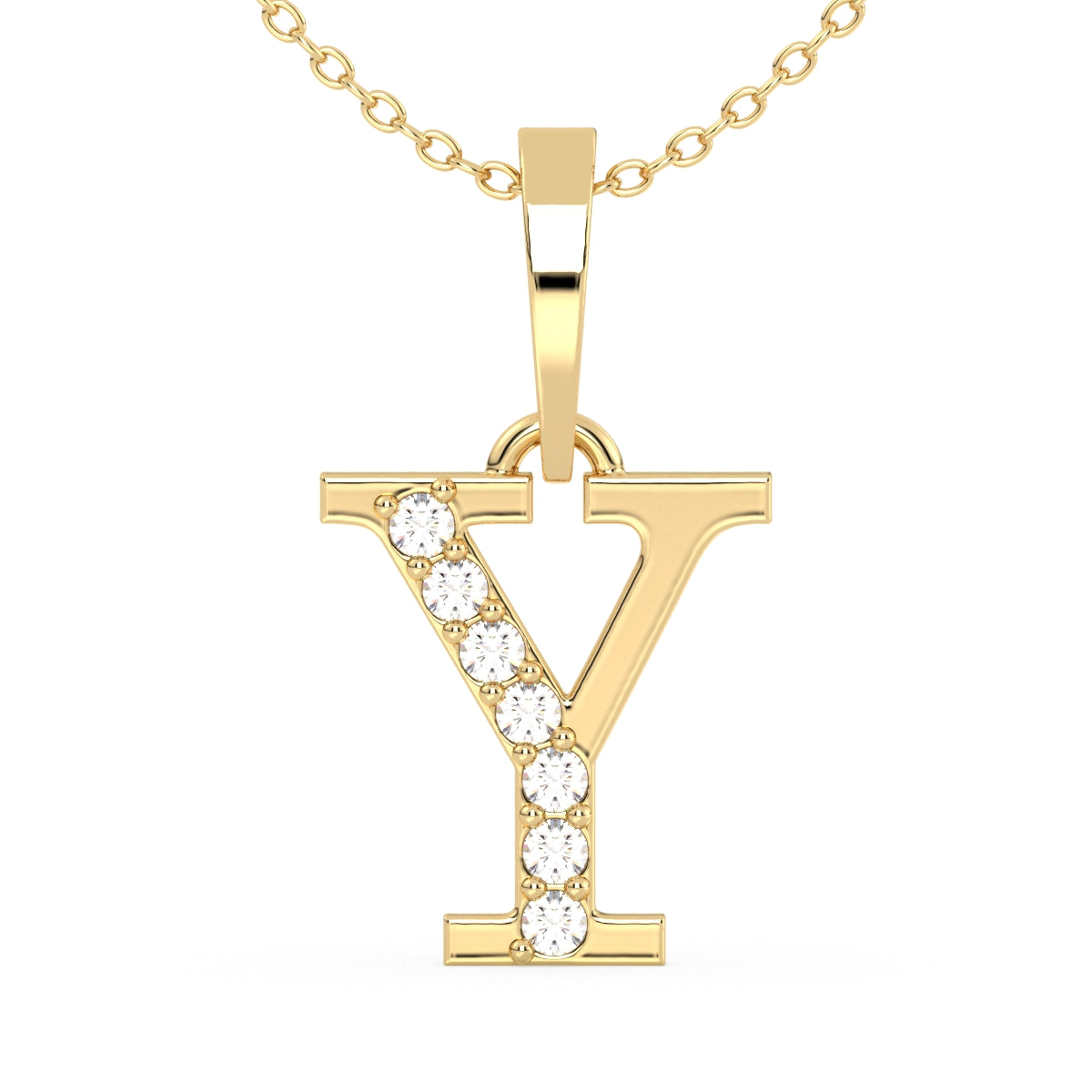 THEA LETTER 'Y' LAB GROWN DIAMOND ALPHABET PENDANT, GOLD