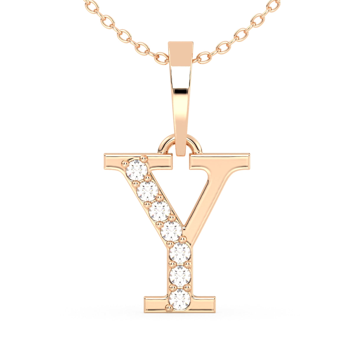 THEA LETTER 'Y' LAB GROWN DIAMOND ALPHABET PENDANT, GOLD