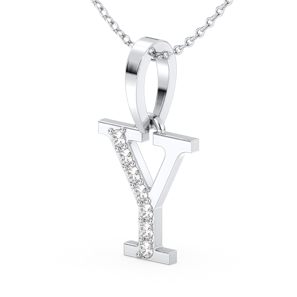 THEA LETTER 'Y' LAB GROWN DIAMOND ALPHABET PENDANT, GOLD