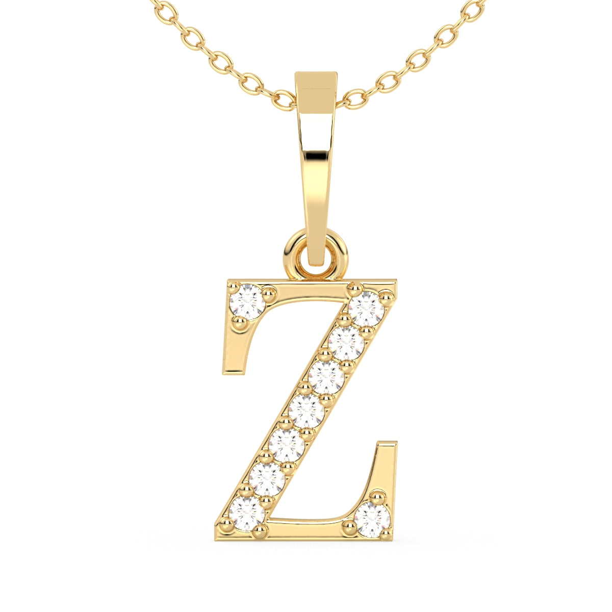 THEA LETTER 'Z' LAB GROWN DIAMOND ALPHAET PENDANT, GOLD