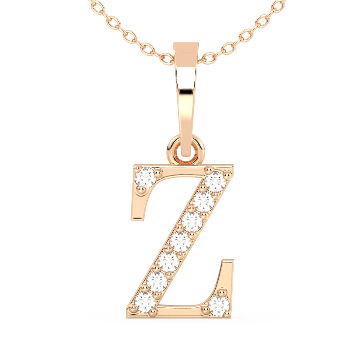 THEA LETTER 'Z' LAB GROWN DIAMOND ALPHAET PENDANT, GOLD