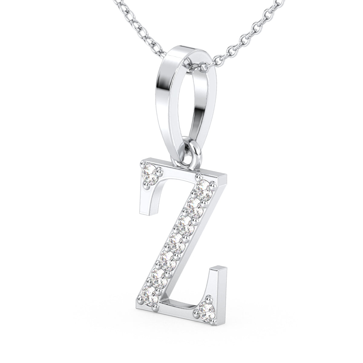 THEA LETTER 'Z' LAB GROWN DIAMOND ALPHAET PENDANT, GOLD