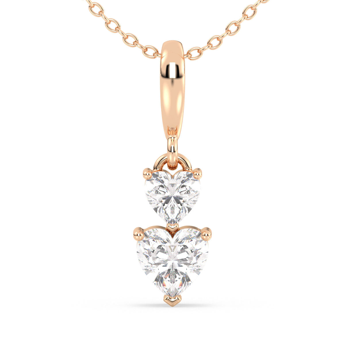 CLEMENCE DUAL HEART LAB GROWN DIAMOND LOVE VALENTINE PENDANT, GOLD