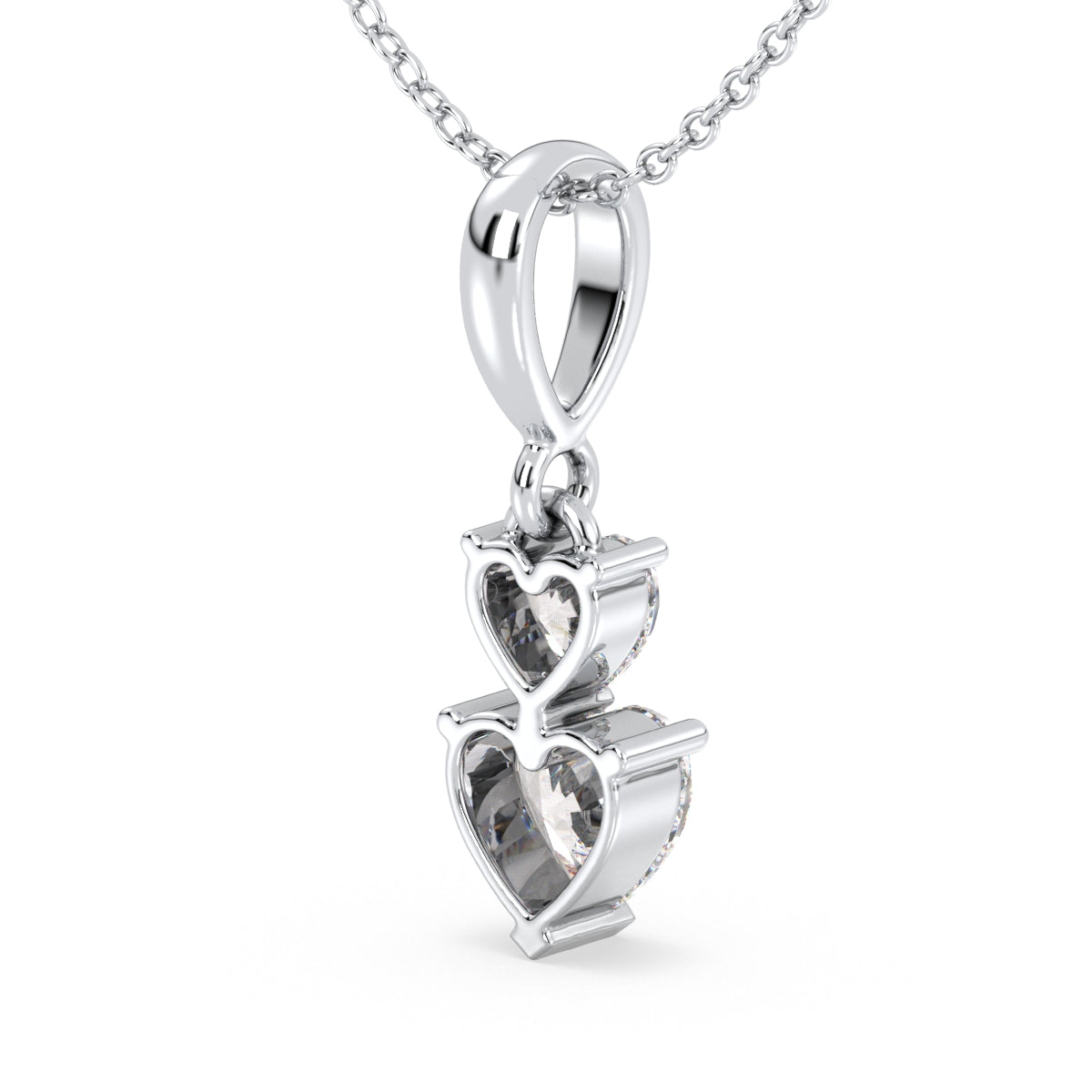 CLEMENCE DUAL HEART LAB GROWN DIAMOND LOVE VALENTINE PENDANT, GOLD