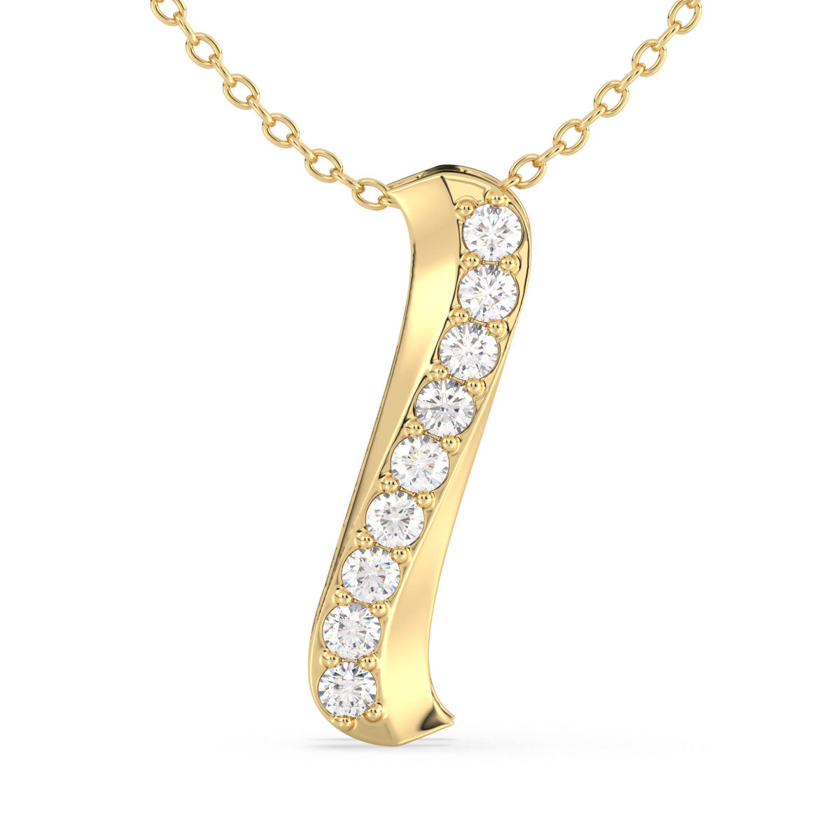 HEATHER LAB GROWN DIAMOND STUDDED ELEGANT TWIRLED PENDANT, GOLD