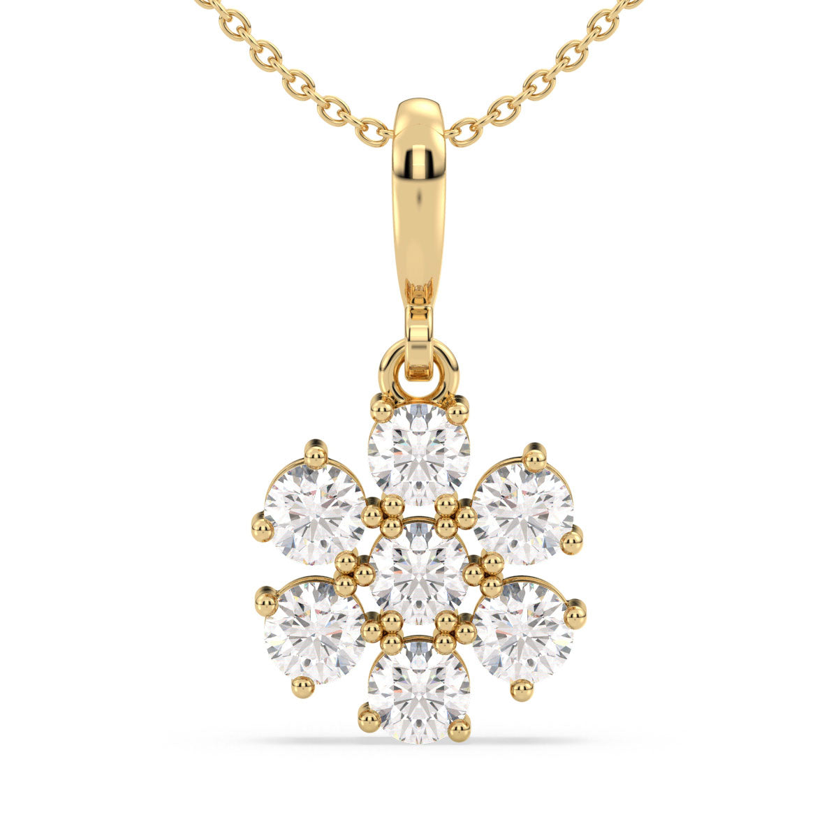 CLARETTE FLORAL ROUND LAB GROWN DIAMOND PENDANT, GOLD