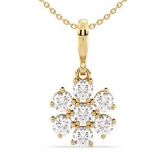 CLARETTE FLORAL ROUND LAB GROWN DIAMOND PENDANT, GOLD