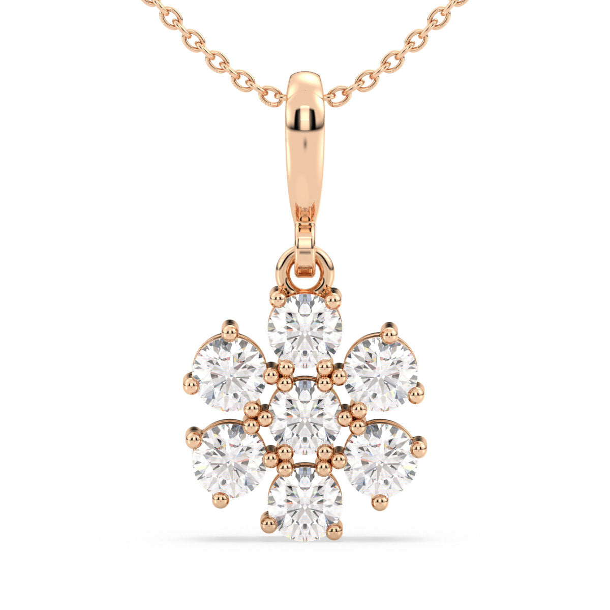 CLARETTE FLORAL ROUND LAB GROWN DIAMOND PENDANT, GOLD