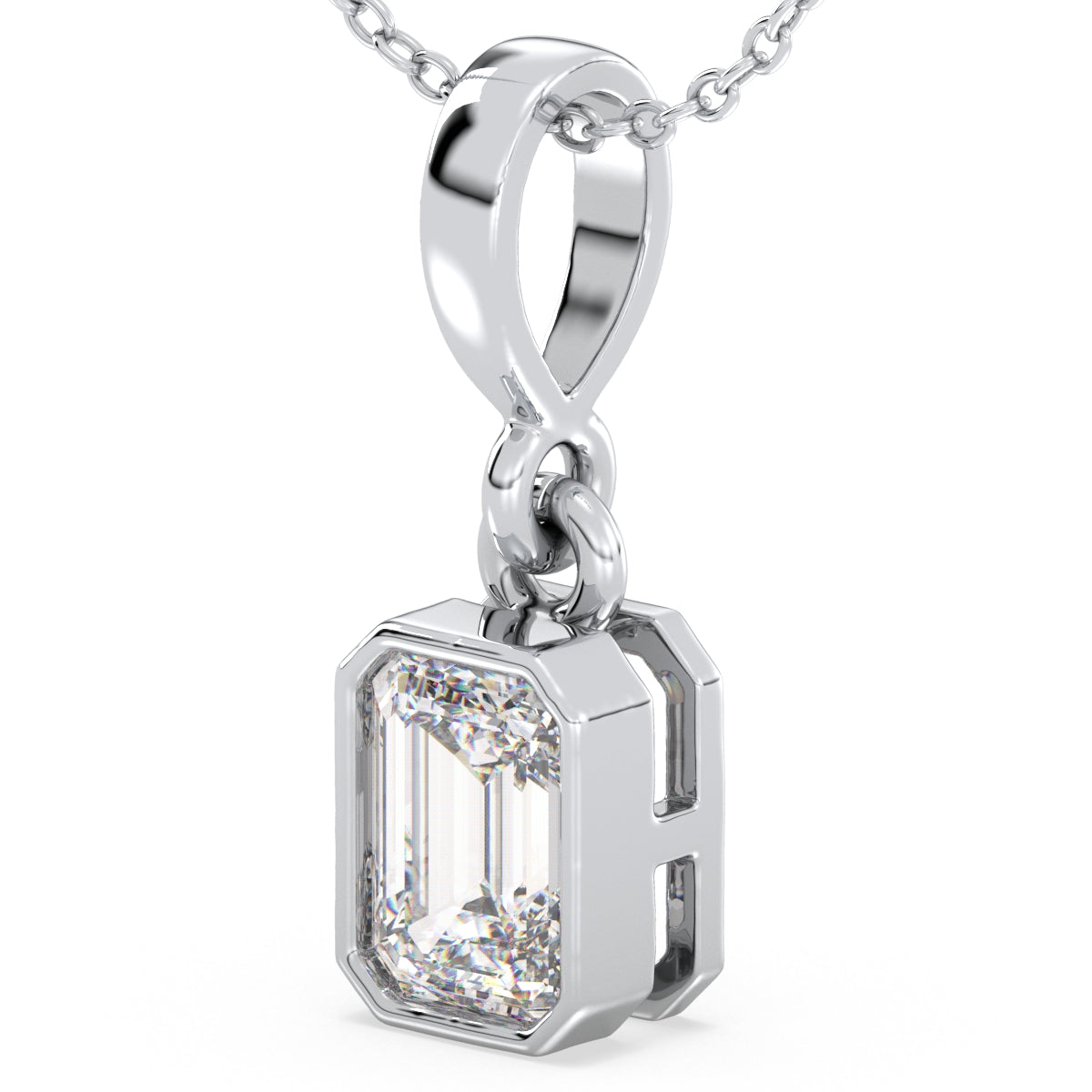 KATE BEZEL SET EMERALD CUT LAB GROWN DIAMOND ELEGANT PENDANT, GOLD