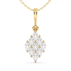 LILETTA MARQUISE CUT LAB GROWN DIAMOND CLUSTER ELEGANT PENDANT, GOLD