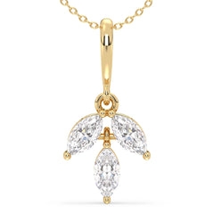 LILETTA MARQUISE CUT LAB GROWN DIAMOND THREE STONE ELEGANT PENDANT, GOLD