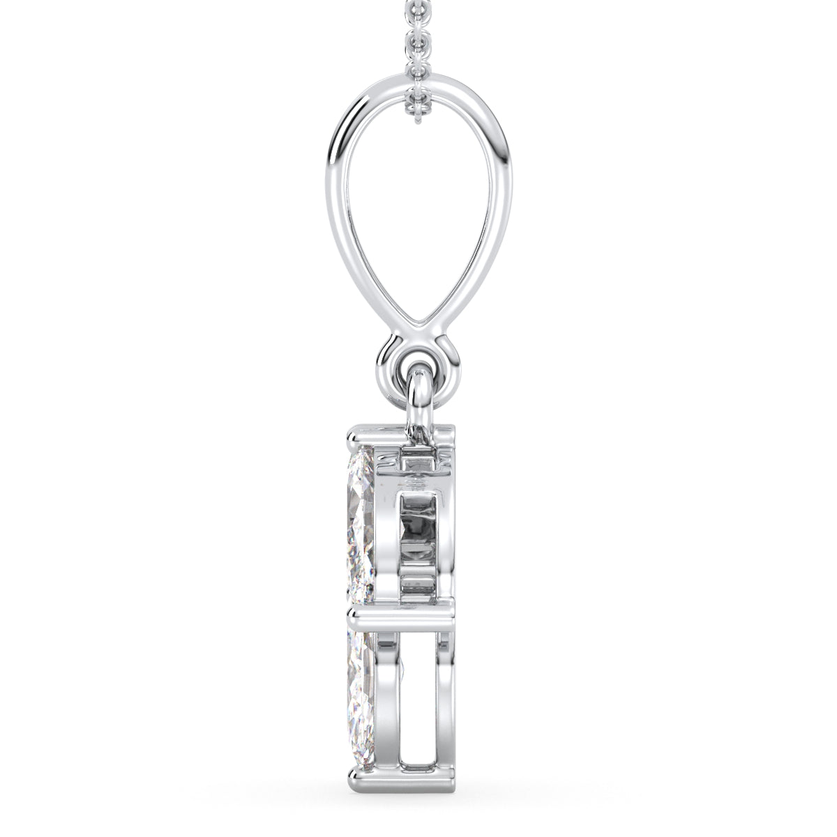 LILETTA MARQUISE CUT LAB GROWN DIAMOND THREE STONE ELEGANT PENDANT, GOLD