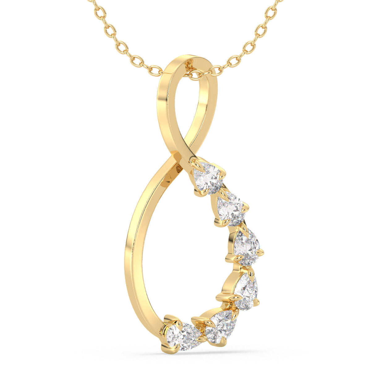 MARGUERITE PEAR CUT LAB GROWN DIAMOND STUDDED INFINITY LOOP PENDANT, GOLD