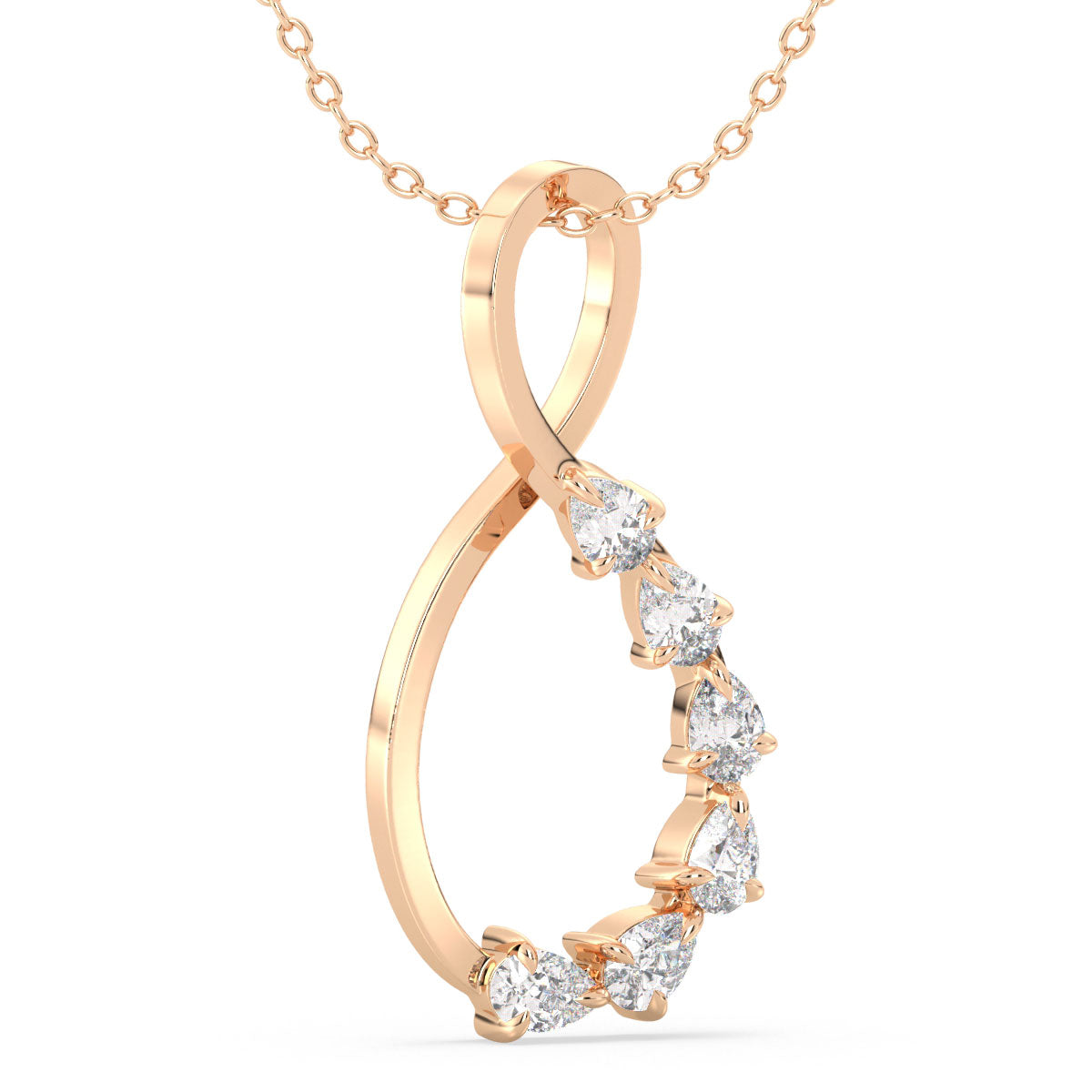 MARGUERITE PEAR CUT LAB GROWN DIAMOND STUDDED INFINITY LOOP PENDANT, GOLD