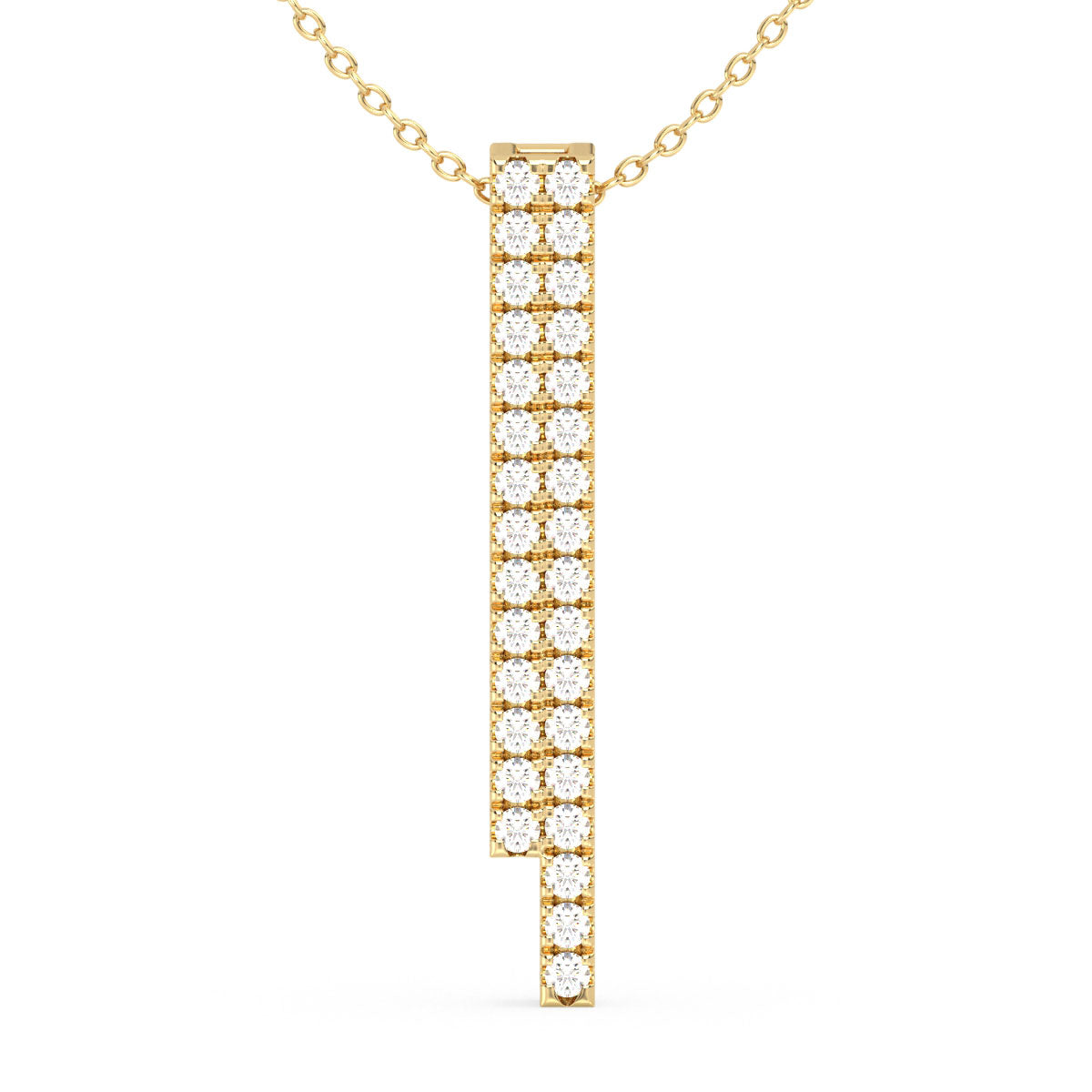 CLARETTE DOUBLE ROW ROUND CUT LAB GROWN DIAMOND STUDDED PENDANT, GOLD