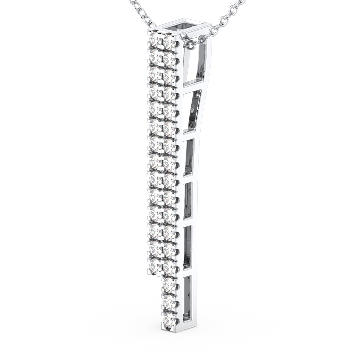 CLARETTE DOUBLE ROW ROUND CUT LAB GROWN DIAMOND STUDDED PENDANT, GOLD