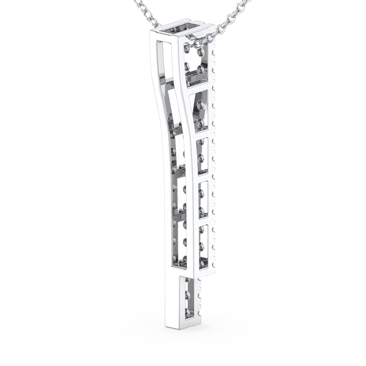 CLARETTE DOUBLE ROW ROUND CUT LAB GROWN DIAMOND STUDDED PENDANT, GOLD