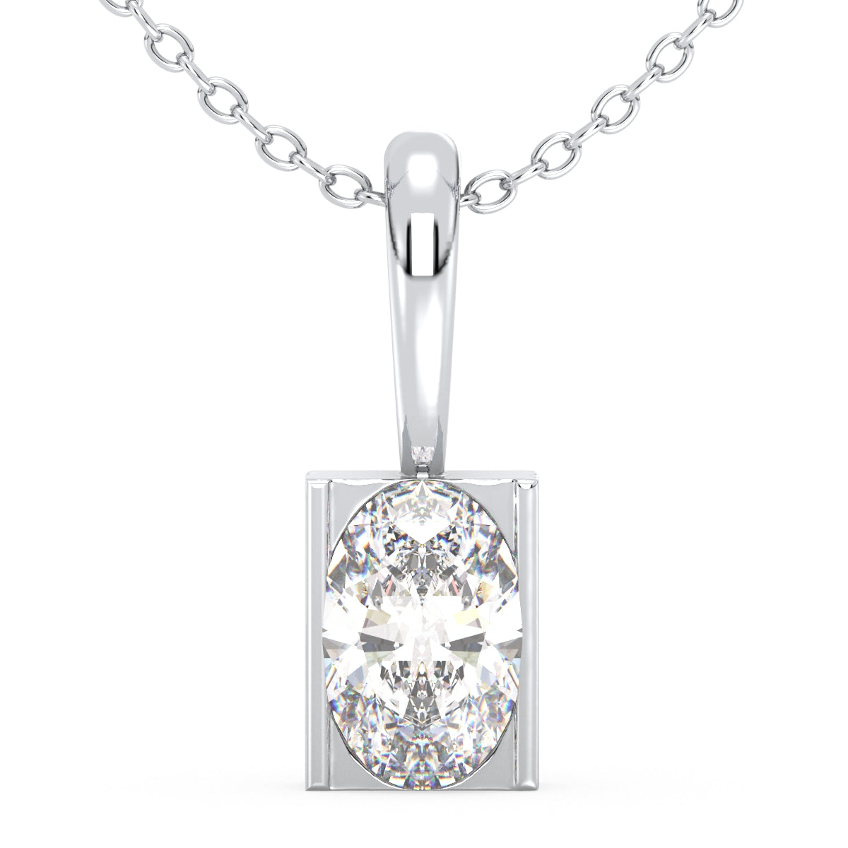 IRENE OVAL CUT LAB GROWN DIAMOND FLUSH SET ELEGANT PENDANT, GOLD