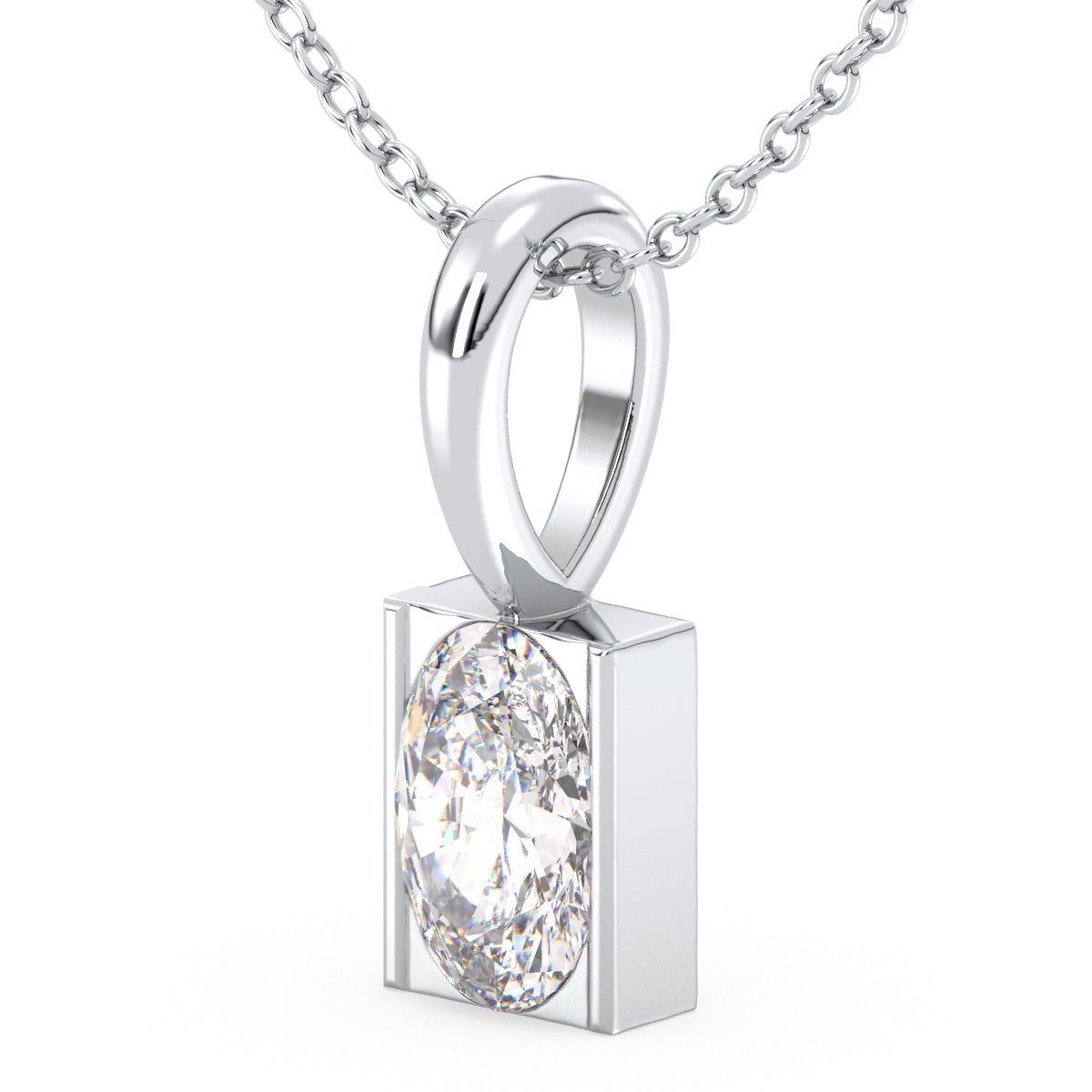 IRENE OVAL CUT LAB GROWN DIAMOND FLUSH SET ELEGANT PENDANT, GOLD