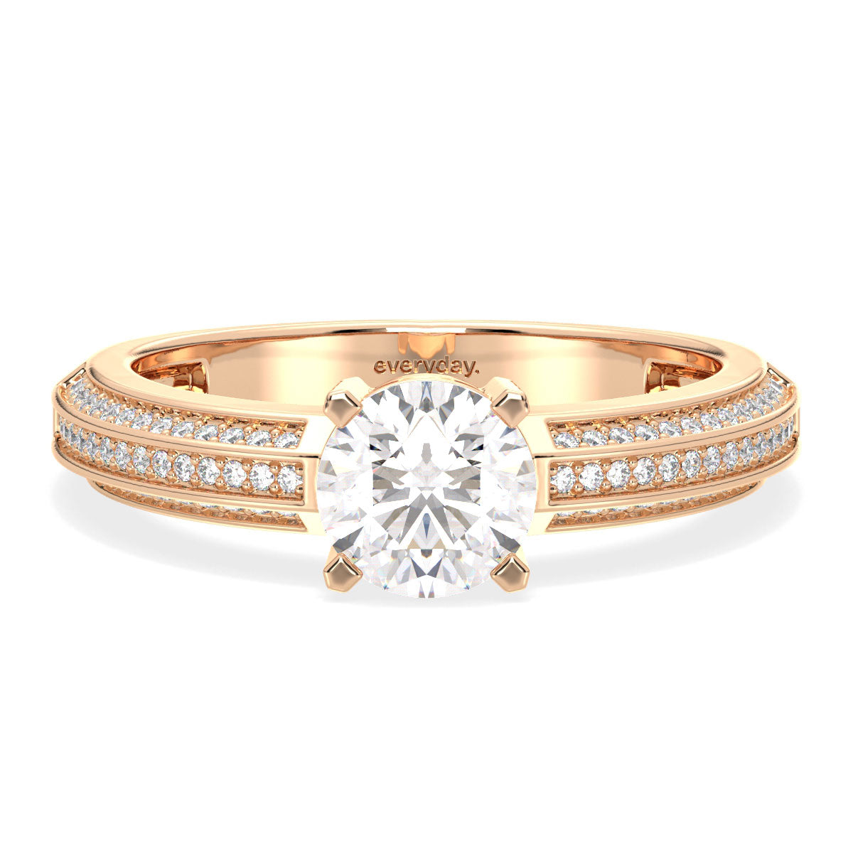 SOPHIA SINGLE BAND ROUND CUT LAB GROWN DIAMOND WEDDING STACKABLE RING, GOLD