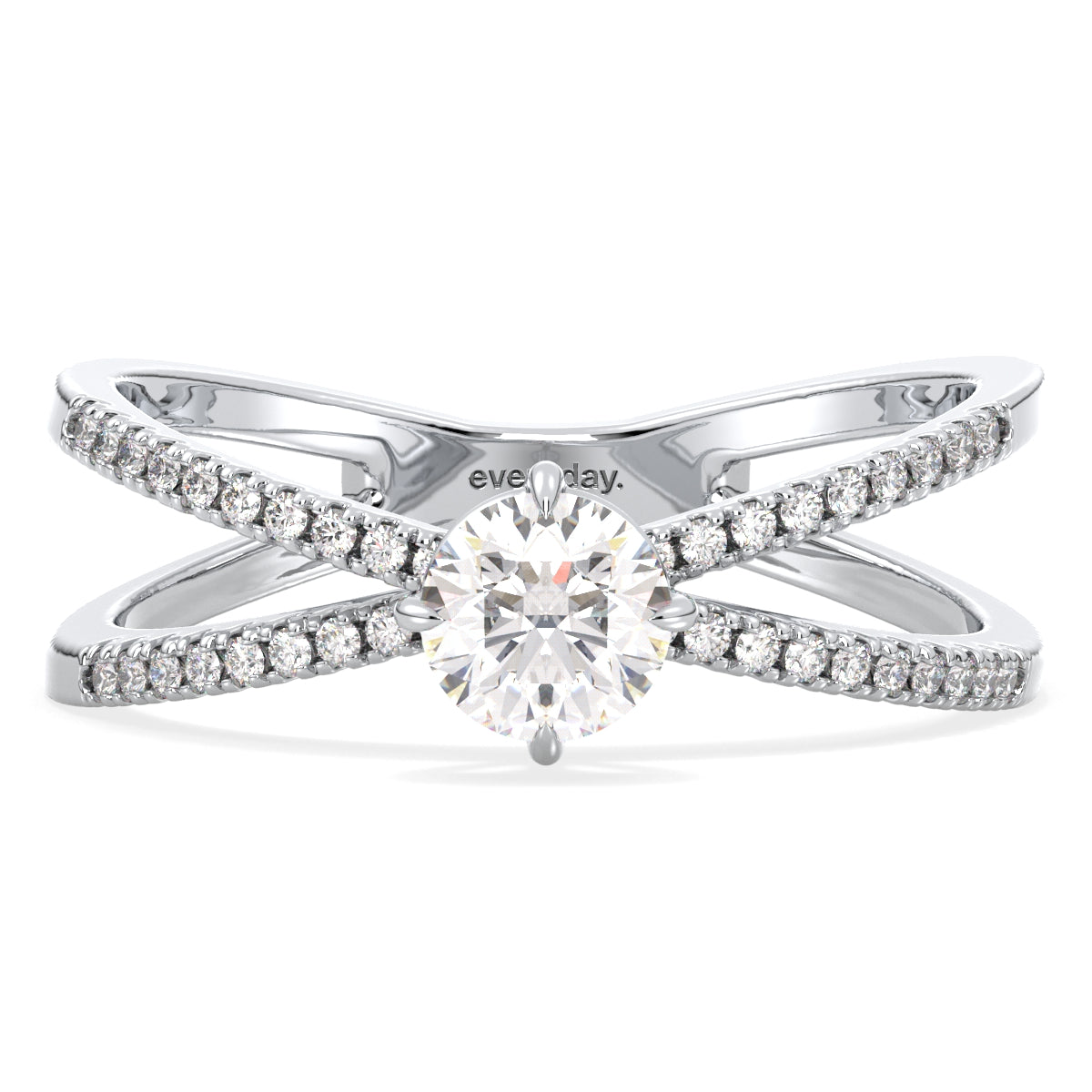 DAISY ROUND CUT LAB GROWN DIAMOND SOLITAIRE INFINTY STACKABLE RING, GOLD