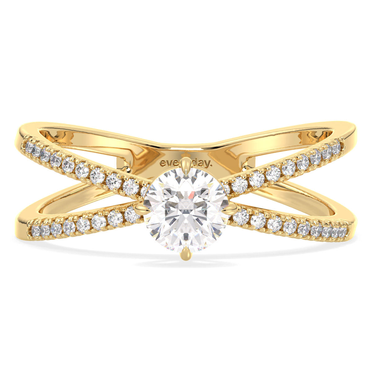 DAISY ROUND CUT LAB GROWN DIAMOND SOLITAIRE INFINTY STACKABLE RING, GOLD