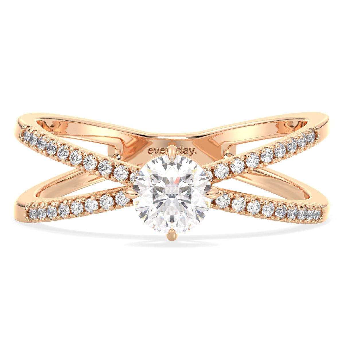 DAISY ROUND CUT LAB GROWN DIAMOND SOLITAIRE INFINTY STACKABLE RING, GOLD