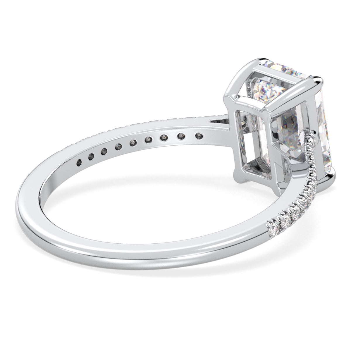 KATE EMERALD CUT LAB GROWN DIAMOND SOLITAIRE ELEGANT CLASSIC ENGAGEMENT RING WITH SIDE STONES, GOLD