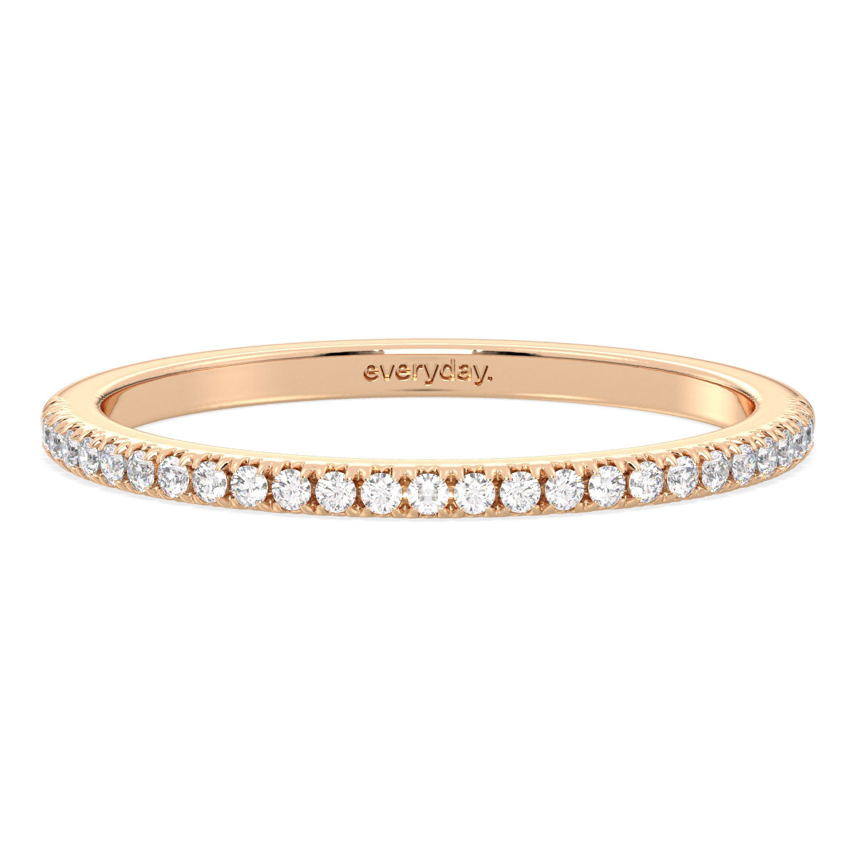 ROSE LAB GROWN DIAMOND SLEEK HALF ETERNITY STACKABLE RING WEDDING BAND, GOLD