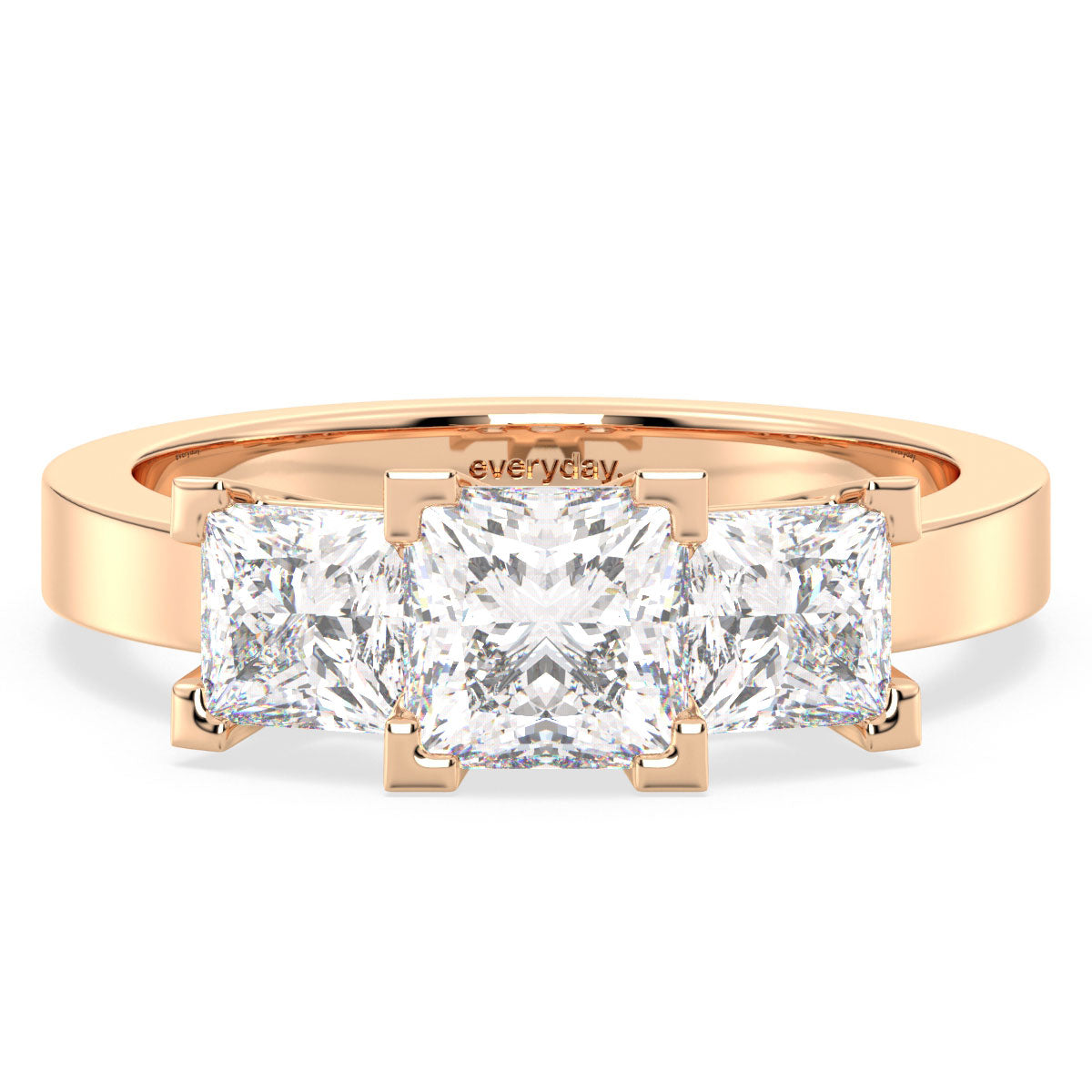 AZALEA CLASSIC LAB GROWN DIAMOND SOLITAIRE THREE STONE ENGAGEMENT RING, GOLD