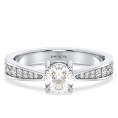 THEA LAB GROWN DIAMOND SOLITAIRE ENGAGEMENT RING WITH TAPERED STONES ON SHANK, GOLD