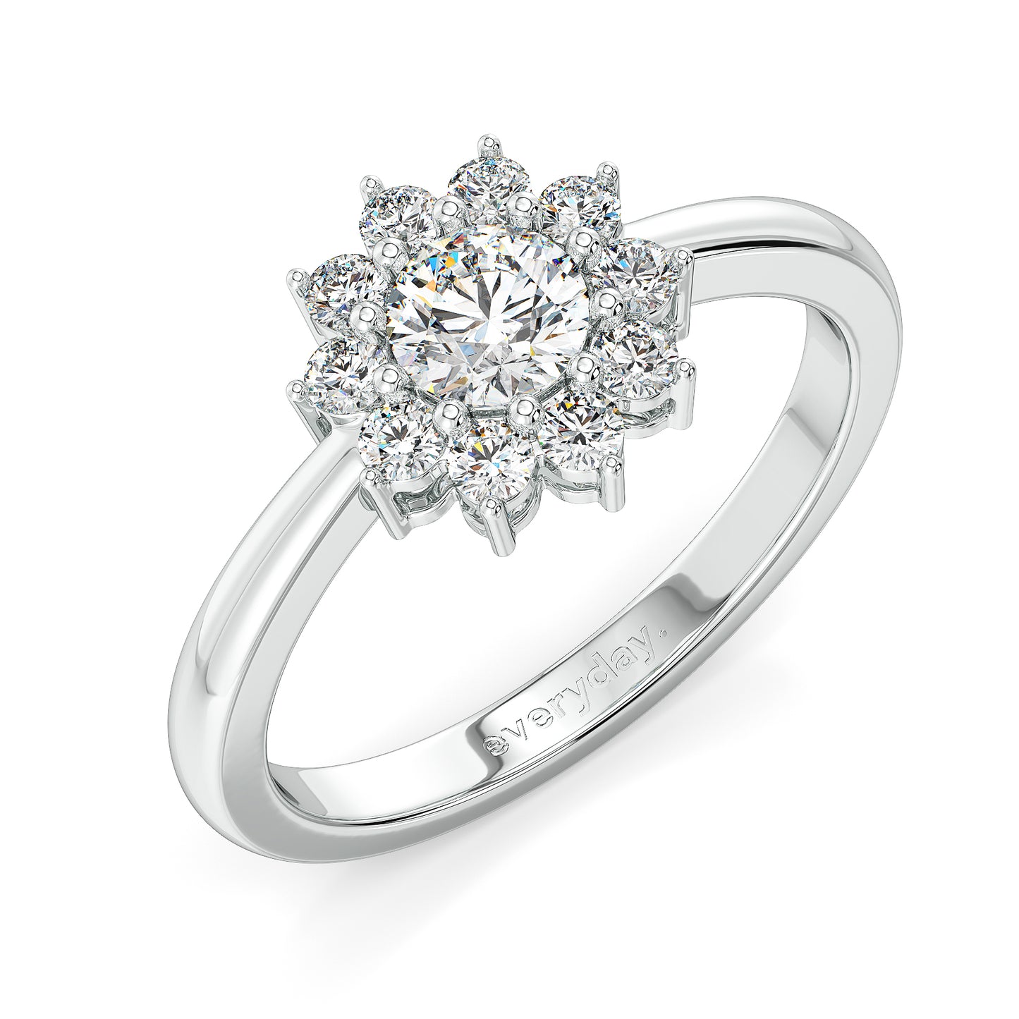 CLARETTE SNOWFLAKE ROUND CUT LAB GROWN DIAMOND RING, GOLD