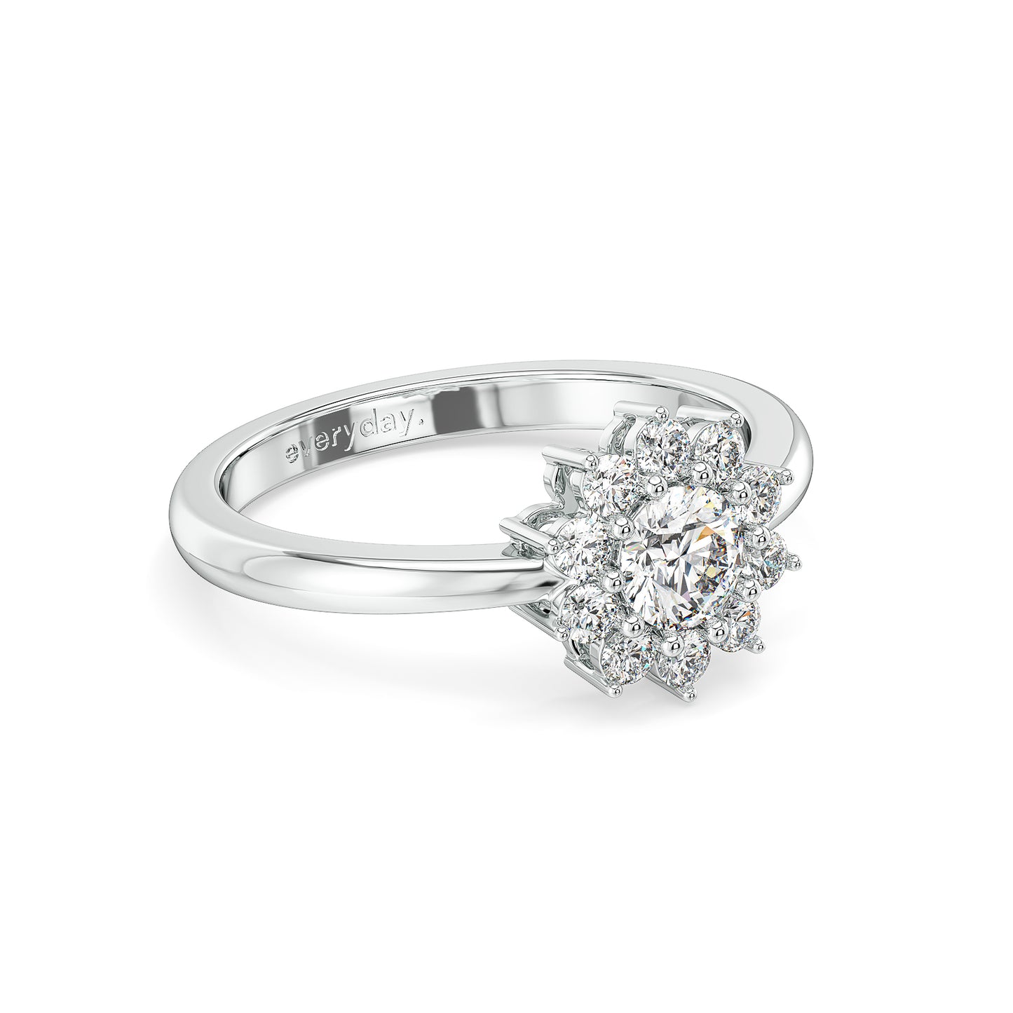 CLARETTE SNOWFLAKE ROUND CUT LAB GROWN DIAMOND RING, GOLD