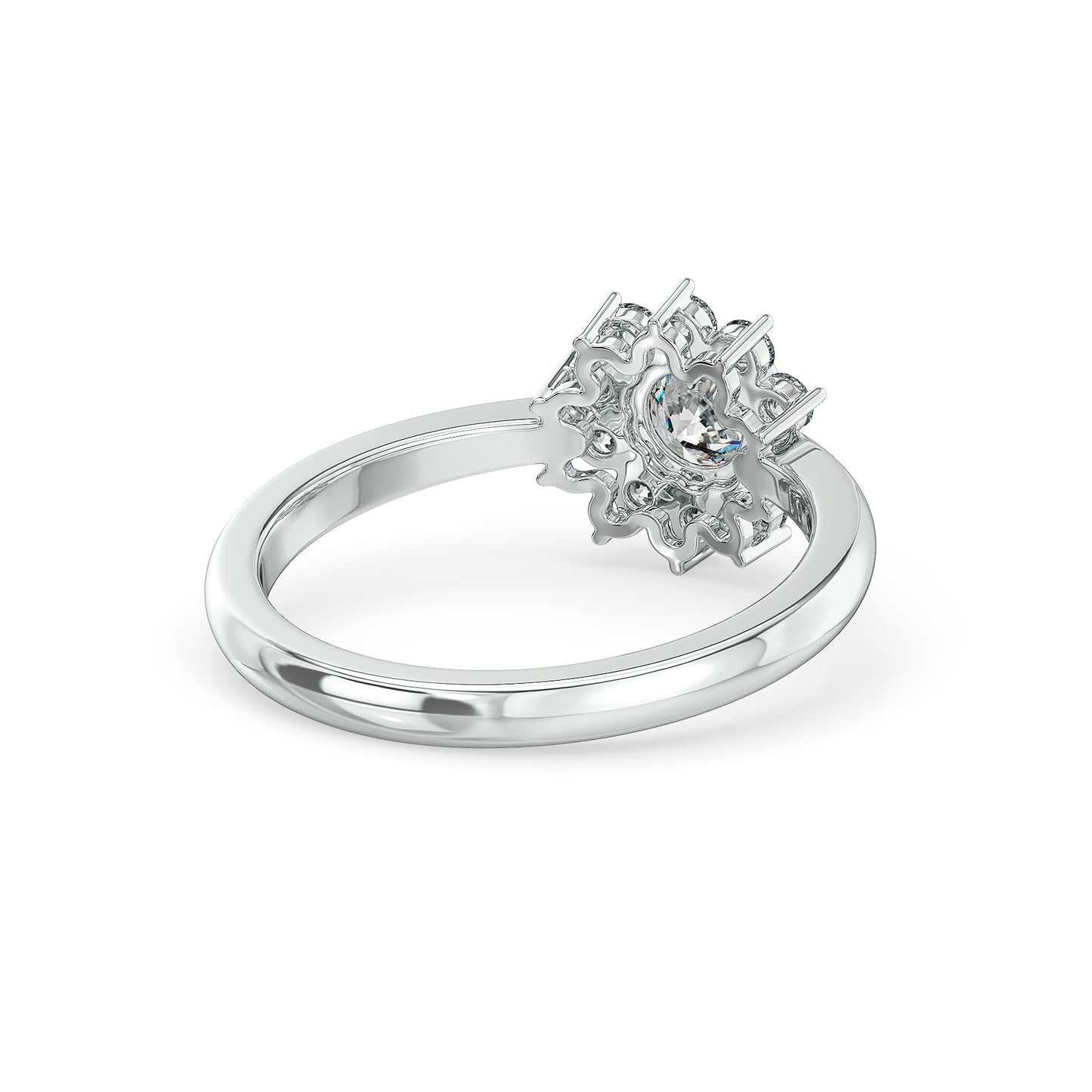 CLARETTE SNOWFLAKE ROUND CUT LAB GROWN DIAMOND RING, GOLD