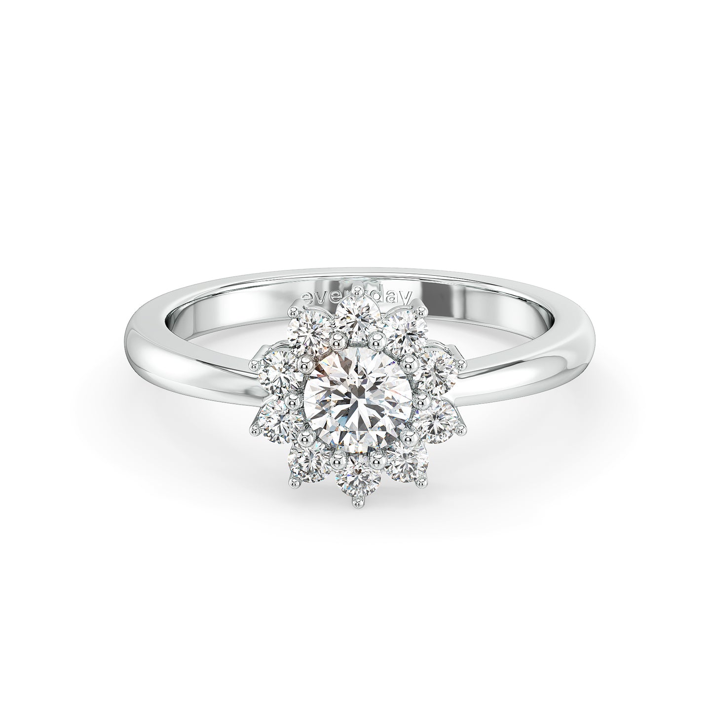 CLARETTE SNOWFLAKE ROUND CUT LAB GROWN DIAMOND RING, GOLD