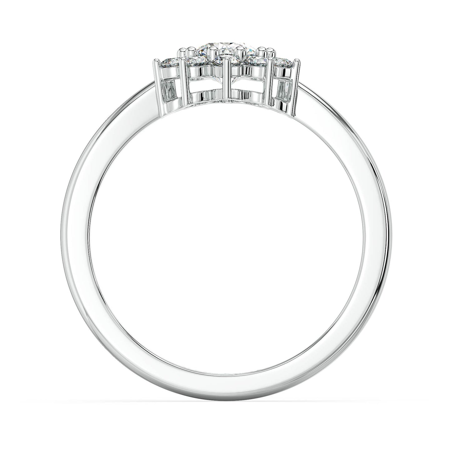 CLARETTE SNOWFLAKE ROUND CUT LAB GROWN DIAMOND RING, GOLD