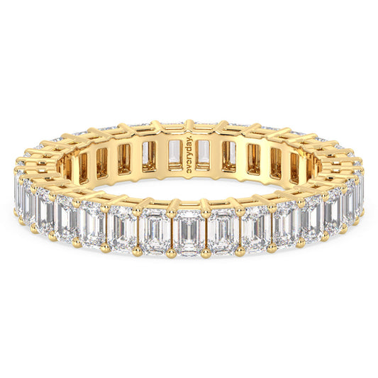 KATE EMERALD CUT LAB GROWN DIAMOND ETERNITY WEDDING RING, GOLD