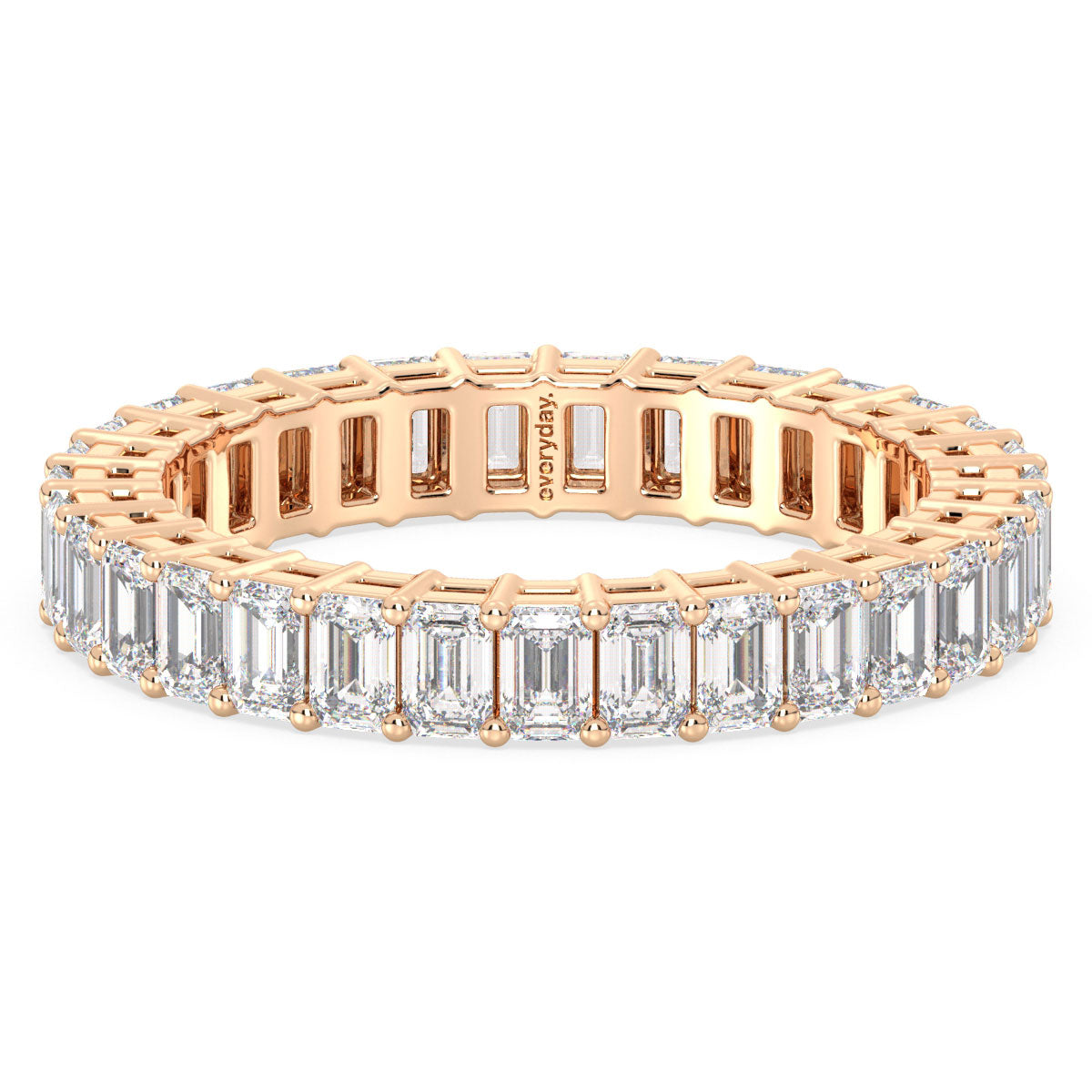 KATE EMERALD CUT LAB GROWN DIAMOND ETERNITY WEDDING RING, GOLD