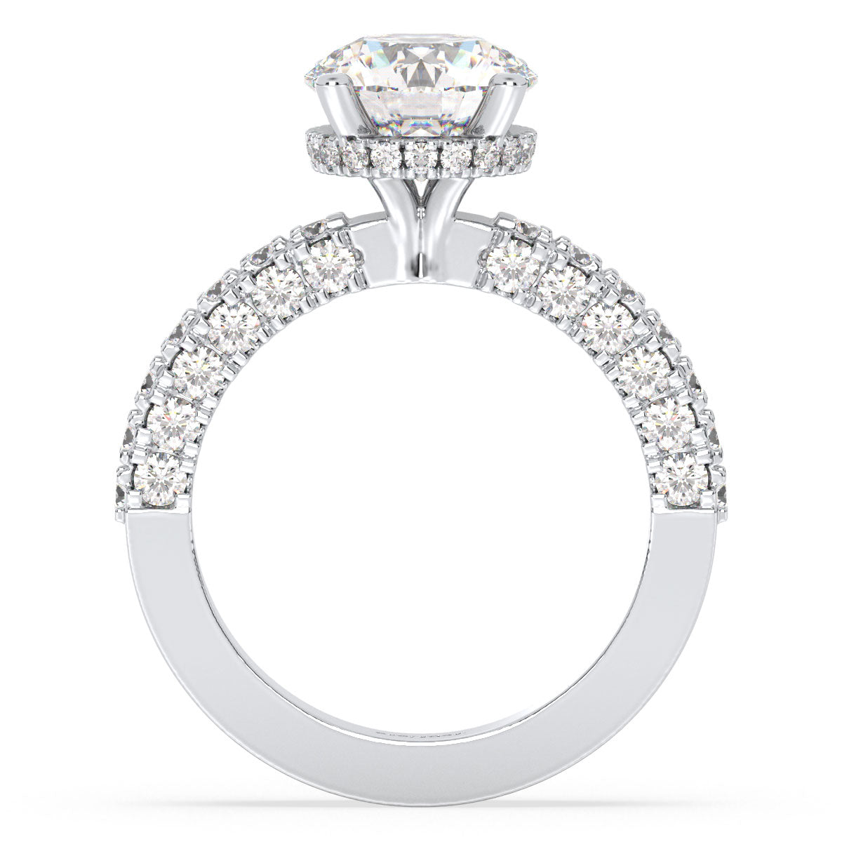 SOPHIA ROUND CUT ELEVATED LAB GROWN DIAMOND SOLITAIRE ENGAGEMENT RING WITH SIDE STONES, GOLD