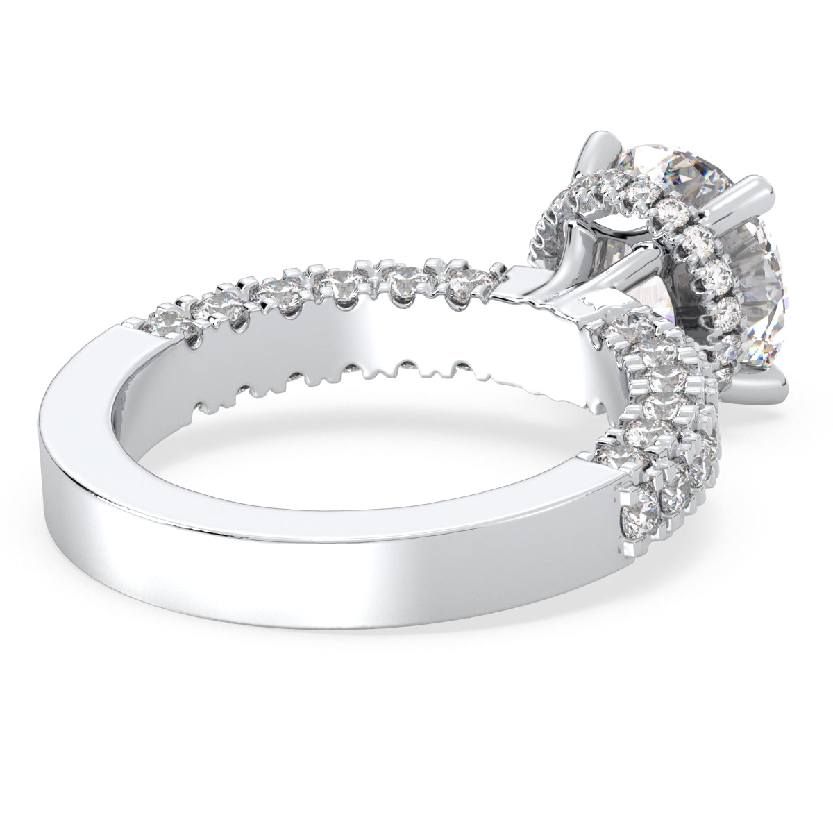 SOPHIA ROUND CUT ELEVATED LAB GROWN DIAMOND SOLITAIRE ENGAGEMENT RING WITH SIDE STONES, GOLD