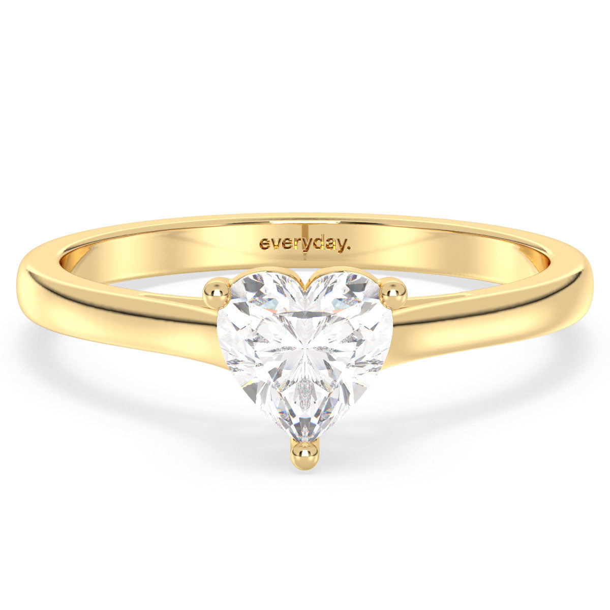 CLEMENCE FANCY HEART CUT LAB GROWN DIAMOND SOLITAIRE RING, GOLD