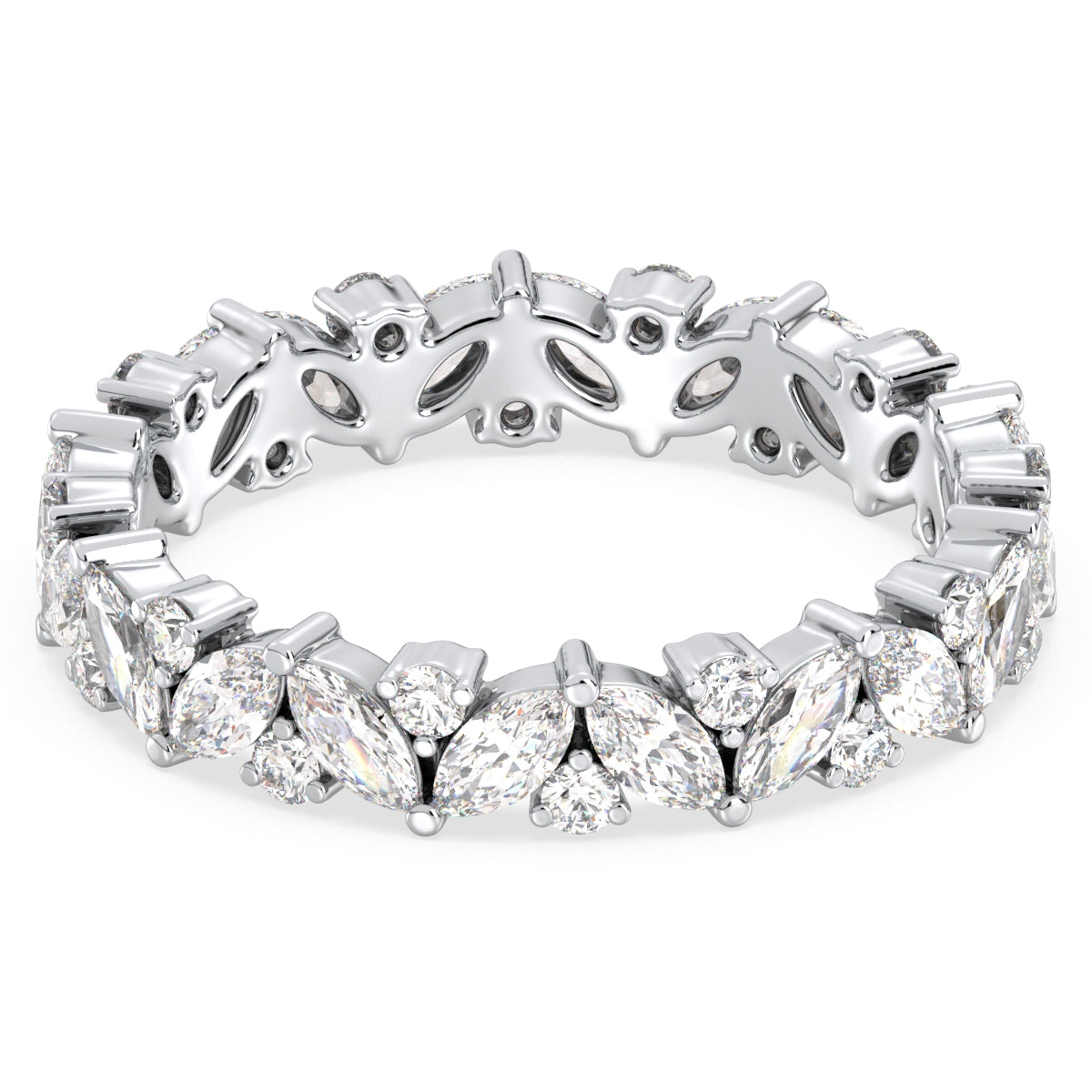 LILETTA MARQUISE AND ROUND CUT LAB GROWN DIAMOND ETERNITY WEDDING ANNIVERSARY RING, GOLD