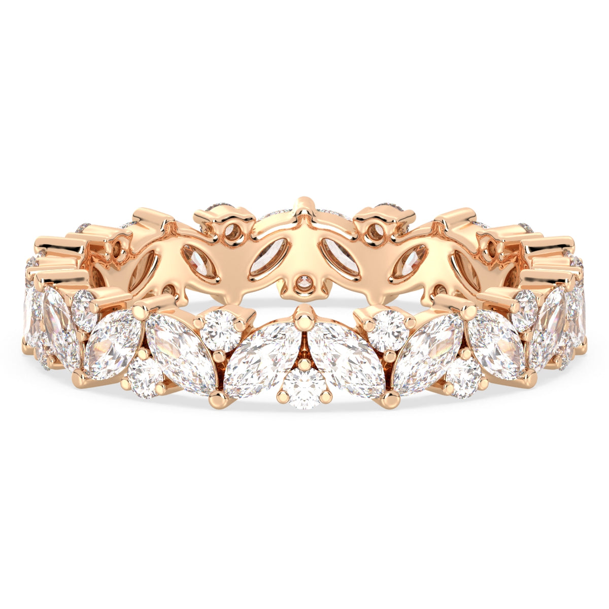 LILETTA MARQUISE AND ROUND CUT LAB GROWN DIAMOND ETERNITY WEDDING ANNIVERSARY RING, GOLD