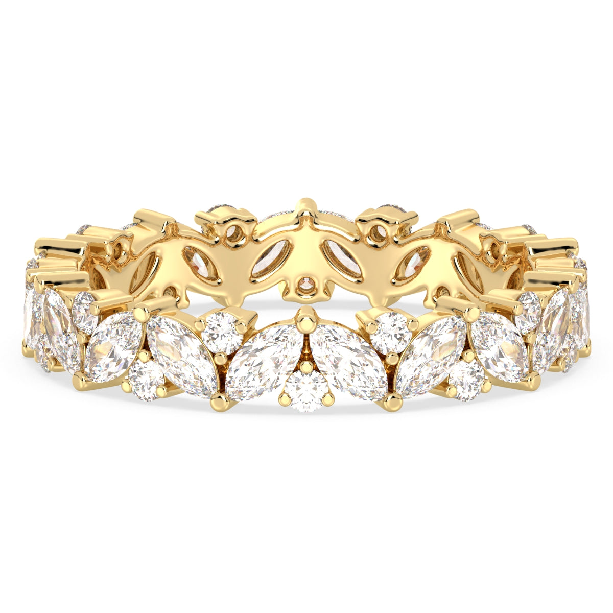 LILETTA MARQUISE AND ROUND CUT LAB GROWN DIAMOND ETERNITY WEDDING ANNIVERSARY RING, GOLD