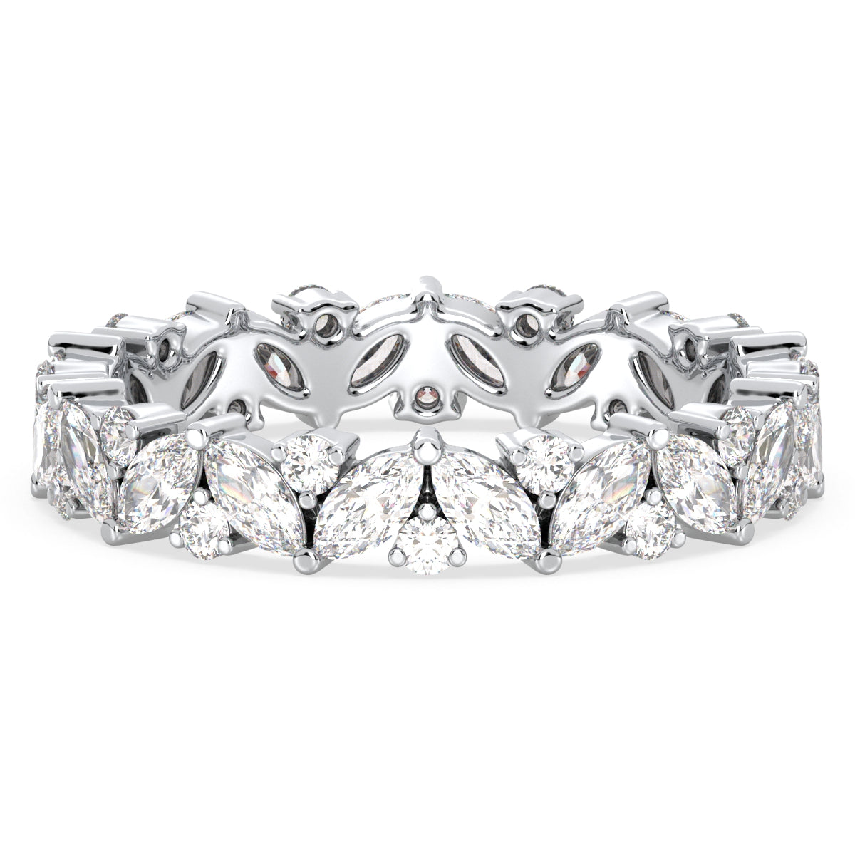 LILETTA MARQUISE AND ROUND CUT LAB GROWN DIAMOND ETERNITY WEDDING ANNIVERSARY RING, GOLD